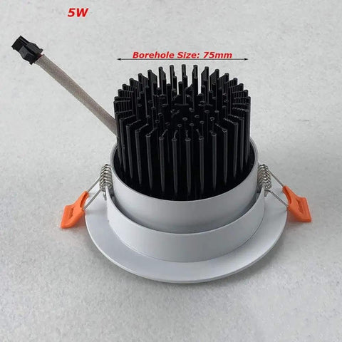 JUDYSSY Adjustable Led Floodlight 3-15W High Efficiency Cob Ceiling Light, 75mm borehole, view of sleek black and silver design.