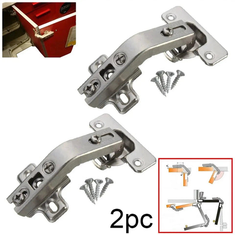 Two Pack Corner Cabinet Door Hinges Set With 135 Degree Opening Soft Close Hardware With Screws for easy install.