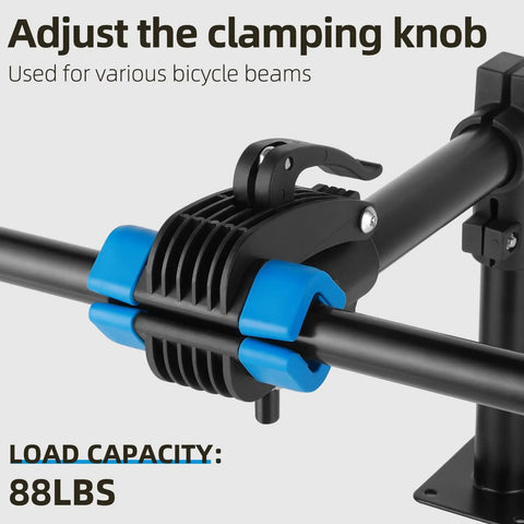 Wall Mounted Bike Repair Stand With Swivel Clamp, Easy Install, Bench Style Work Stand clamp detail, 88 lbs capacity