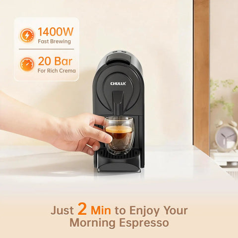Top Tier Espresso Maker For Nes Pods With 20 Bar Italian Pump And One Touch Brewing 1400 Watt Automatic Coffee Brewer In Sleek Gray brewing shot