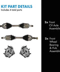 Front CV Axle Assemblies And Wheel Bearing Hub Kit For Toyota 4Runner FJ Cruiser Tacoma And Lexus GX460 GX470 4 Piece Set
