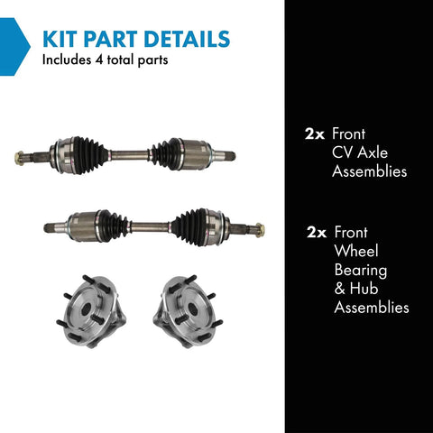 Front CV Axle Assemblies And Wheel Bearing Hub Kit For Toyota 4Runner FJ Cruiser Tacoma And Lexus GX460 GX470 4 Piece Set