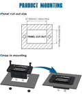 Runleader Lead Acid Battery Monitor DC 36V panel cut-out size diagram with snap-in mounting, dimensions 37mm x 25mm.
