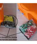 Heavy Duty Pneumatic Crimping Tool For Wires 0 08 To 6 Sqmm With Nine Interchangeable Dies showing two storage compartments for cable ferrules.