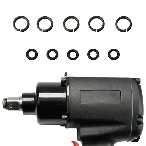 Impact wrench with five sets pneumatic socket retainer rings with O ring for 3/8, 1/2, 3/4, and 1 inch drive tool replacement parts