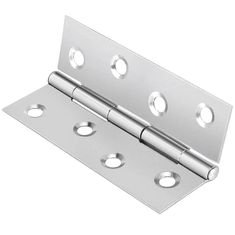 24 Pack 3.5 Inch Stainless Steel Folding Butt Hinges Silver Rust Proof Heavy Duty Cabinet Door Hardware Screws Included Smooth Silent Operation Beast Mode Strength For Projects close-up of a hinge with mounting holes