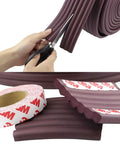 Maroon Baby Proofing Edge Guards Padding 12.5 Feet Extra Wide Edge Protectors With 3M Adhesive Tapes For Tables And Desks Keeps Kiddo Safe From Sharp Edges During Everyday Play shown with scissors and tape