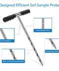 Stainless Steel Soil Probe Rod 17 32 48 Inch Adjustable Ground Locator Tool With T Handle For Locating Underground Pipes Septic Tanks