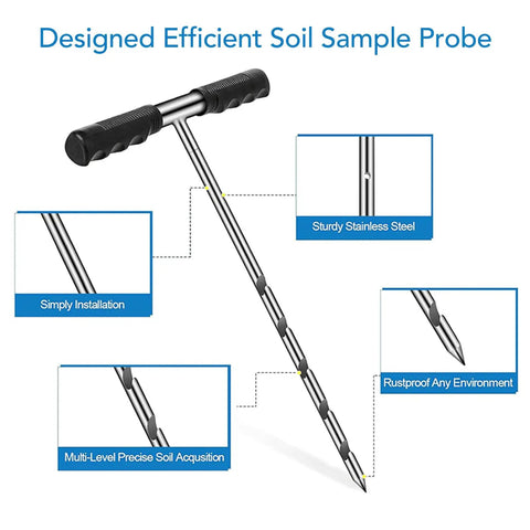Stainless Steel Soil Probe Rod 17 32 48 Inch Adjustable Ground Locator Tool With T Handle For Locating Underground Pipes Septic Tanks