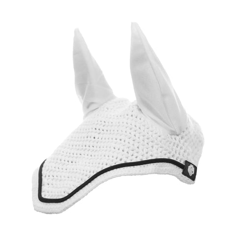 Dressage Saddle Pad And Crocheted Bonnet Set For Horses White And Black Two In One Equestrian Gear With Contoured Poly Cotton Padding