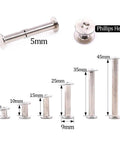 Get Your Hands on These Badass M5 Chicago Binding Screws Assortment Packing 240 Pieces Of Phillips Heads And Extenders Perfect For Scrapbooks And Photo Albums Built Tough With Rust Resistant Carbon Steel For Any Project, showing various sizes of Phillips head binding screws.