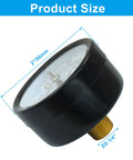 Two Pack 2 Inch Air Pressure Gauges For Air Compressors One Quarter Inch NPT Center Back Mount Brass Connection