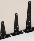 Heavy Duty Black T Hinge Door Gate Hardware For Shed Barn Garage And Cabinet With Included Mounting Screws, different sizes displayed.