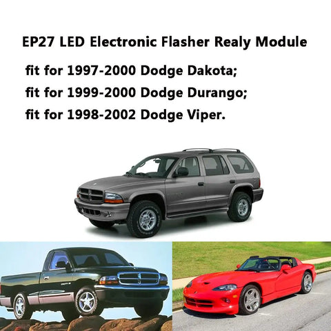 Plug And Play 5 Pin LED Flasher Relay Direct Replacement For Dodge Ram 1998 2002 1500 2500 3500 Dakota Viper Turn Signal And Hazard Module Fix Hyper Flash Convert Incandescent To Bright LED, EP27 module for Dodge Dakota Durango Viper
