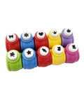 10 Piece Hole Punch Craft Set With Colorful Scrapbooking Shapes Including Snowflakes Hearts Crowns Four Leaf Clover Stars Candy Rabbits