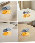 Four Piece Miniature Dollhouse Platter Set With Realistic Four Grid Resin Box For Candy And Nuts on table, multi-angle view