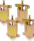 Replacement Sliding Closet Door Rollers Hardware 4 Pack For Wardrobe Doors, Compatible With Wood Or Metal Framed Closets, One And One Half Inch Nylon Concave Ball Bearing Wheels, Two And One Half Inch Vertical Mounting, Part W8020C