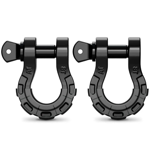 Beefy D Ring Shackles Set 68,000 Lbs Break Capacity 17,000 Lbs WLL Two Pack With Seven Eighths Inch Screw Pin Front View