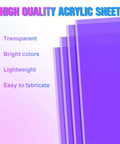 Kathfly acrylic AB sheet, front view, 4-pack rainbow iridescent translucent sheets, 8x12 in, 1 mm thick.