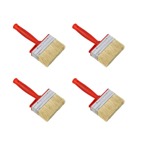 4 Piece Stain Applicators Set With Natural Bristles For Decks, Terraces, And Furniture Coating Projects, rustproof ferrules, top view