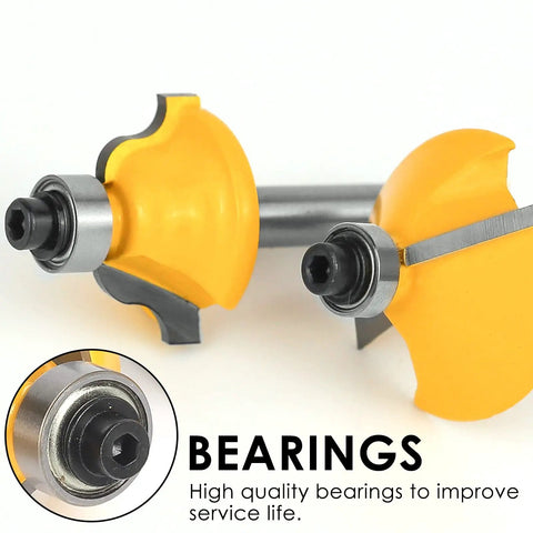 Close-up of bearings on router bits from 15 Piece Router Bits Set With One Quarter Inch Shank Tungsten Carbide For Woodworking Built Tough For Clean Precise Cuts Across Hardwood And Softwood Pro Grade Tools For Serious Crafting.