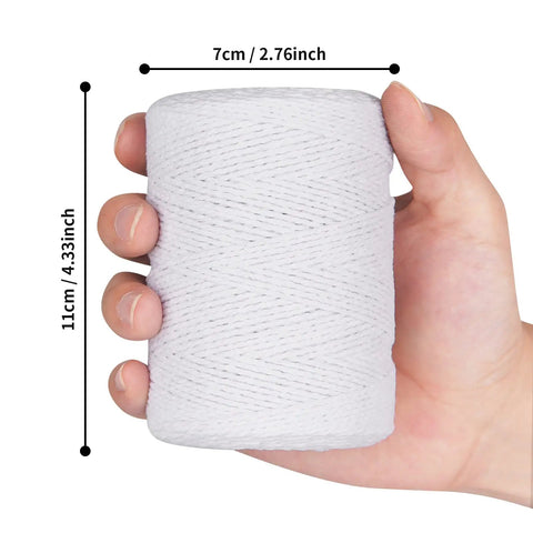 White Cotton Butchers Twine Heavy Duty 2mm Thick String 656 Feet Food Grade Kitchen Baker String held in hand