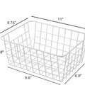 Set Of 4 White Wire Storage Baskets For Freezer, Pantry, And Bathroom Organization, 8.75 W X 11 L X 4.8 H view with dimensions
