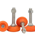 4 Pack Heavy Duty Leveling Screw Feet For Furniture With Adjustable Height And PVC Cushion Bottoms To Stop Wobble On Uneven Floors Great For Shelves Office Furniture Machinery Benches And Industrial Racks, orange