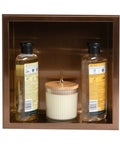 Shower Niche In Brushed Copper 12 X 12 X 4 Inches, Waterproof Bathroom Storage holding shampoo bottles and candle, Durable PVD Finish