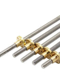 Left Hand Thread T8 Lead Screw 2mm Pitch 8mm Diameter Trapezoidal Rod With Brass Nut For 3D Printer 304 Stainless Steel 100mm Length Pro Grade