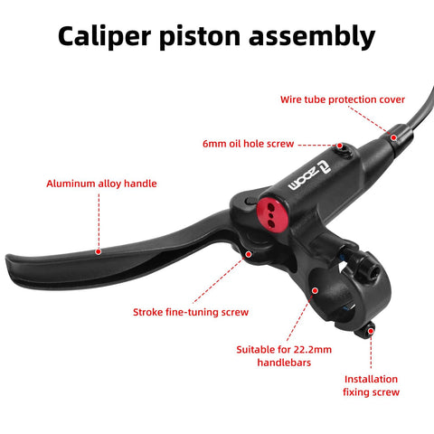 Side view of Z00M HB876 hydraulic MTB brake lever with aluminum alloy lever and red adjuster