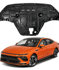 Heavy Duty Engine Splash Shield Fits Hyundai Sonata 2024 2025 2026, black plastic guard showing front and underside view.