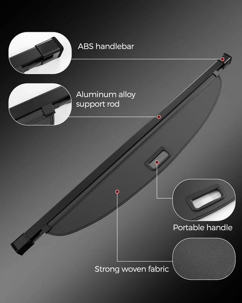Retractable Cargo Cover For Hyundai Tucson 2022 2023 2024 2025 2026 Gas And Hybrid Models Black Trunk Privacy Shade with components