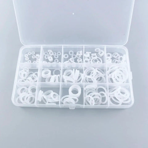 900 Piece Silicone Fender Washers Set M6 To M20 Assortment Kit With Nine Sizes Round Flat Shim Washers For Screws And Bolts Handy Storage Box Ideal For Auto Repairs And DIY Projects For Gearheads. clear organizer with silicone washers