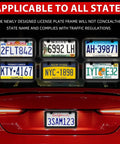 Built Tough Black Matte License Plate Frame Set With Rust Proof Aluminum Alloy Construction Gloss Finish Front Tag Cover With Screws Two Pack Weatherproof Against Rain Sun and Salt Fits Standard US Vehicles displayed on car
