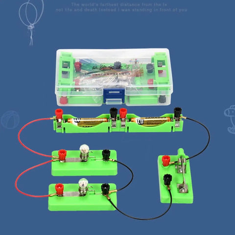 Hands-On Series And Parallel AA Battery Box Kit With Switch Wires And Light Bulb For Simple Circuits, Physics Experiments, STEM Classroom Lab, Safe Electricity Education For Kids And Students, green circuit boards