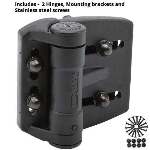 Multi-Adjustable Regular-Duty Gate Hinges For Self-Closing Gates Up To 55 Pounds In Metal, Wood And Vinyl, Three-Way Tension