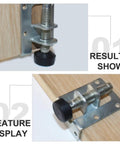 Close-up of 4 Pack Adjustable Furniture Leveling Feet with Carbon Steel Core and Nylon Caps installed on wooden furniture