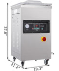 Straight Up One Thousand Watt Vacuum Sealer For Kitchen Storage And Light Commercial Use, Solid As A Rock Chamber showing stainless steel design and digital controls.