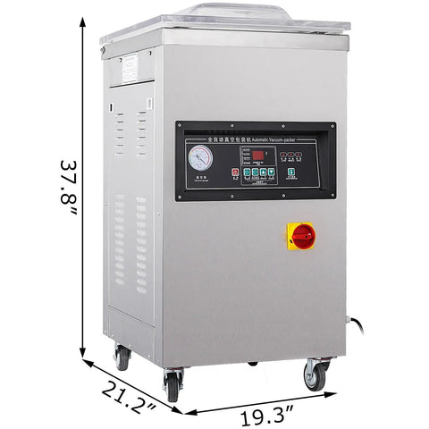 Straight Up One Thousand Watt Vacuum Sealer For Kitchen Storage And Light Commercial Use, Solid As A Rock Chamber showing stainless steel design and digital controls.