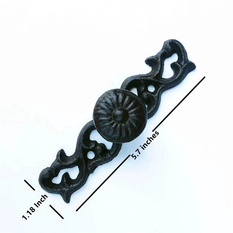 Heavy Duty Cast Iron Drawer Pulls Set Of 2 Five Point Three Inch Long Rustic Vintage Cabinet Handles With Hardware
