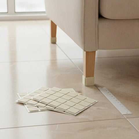 Beige Selfadhesive Felt Furniture Pads For Hardwood And Tile Floors 3.15 By 2.36 Inches Square Floor Protectors 72Pack Soft Polyester