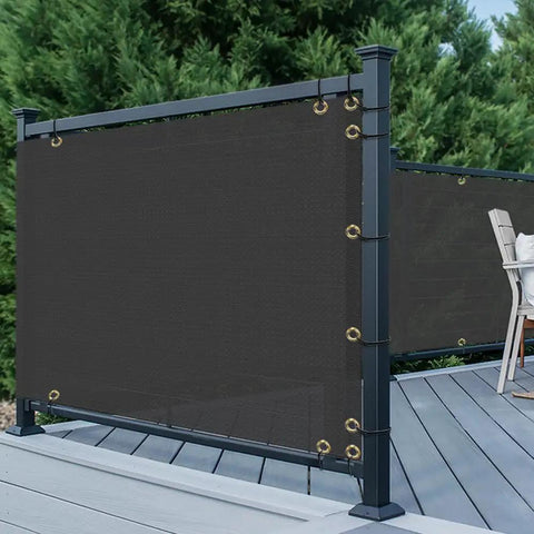 3 Foot By 25 Foot Balcony Privacy Screen Mesh Fence Cover for Deck Railing Outdoor Patio Windscreen 200GSM Heavy Duty HDPE Black Lattice Privacy Netting Pro Grade installed on deck