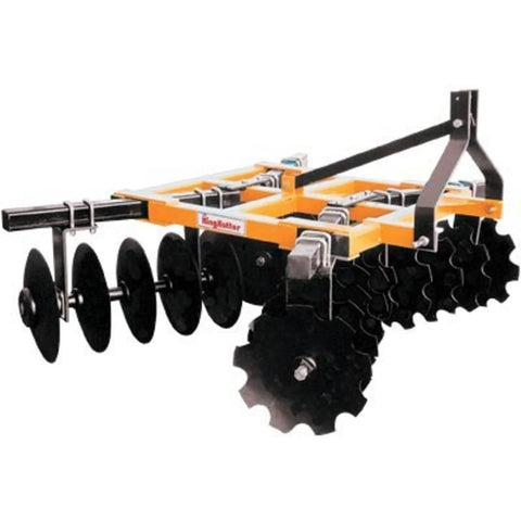 Beefy Box Frame Disc Harrow For Farm Use, Seven And A Half Foot Wide Field Prep Tool, Rugged Steel Frame, Three Point Five Millimeter Blade Thickness, Seven And A Half Inch Blade Spacing, Double U Bolt Bearings, Model 20 24 NBF, Made In USA