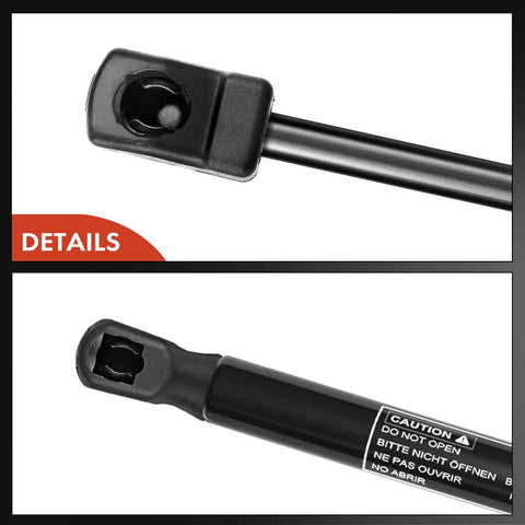 Close-up of front hood lift supports ends for Cayenne 2015-2018 showing attachment details, compatible with 7P5823359A.