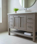 Kickback Beachwood Water Based Wood Stain For Interior And Exterior Use That Brings A Laid Back Coastal Flair To Your Deck With No Voc Drama And A Natural Sun Washed Look Perfect For Weekend Crews And DIY Enthusiasts, featured on a rustic wood bathroom vanity.