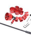 Ultimate 21 Piece HSS Hole Saw Kit For Metalworkers: Fast Cutting 25mm To 3 Inch Drill Set With Extenders And Accessories To Nail Any Project Today, red HSS hole saws and drill bits