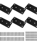 Six Pack Mending Plates 1.57 by 3.15 Inch Black Stainless Steel Flat Brackets with screws for furniture reinforcement