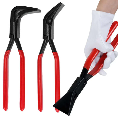 Three Piece Sheet Metal Bending Pliers Set With Straight 45 Degree And 90 Degree Jaws For Bending And Flattening Includes Storage Case Marking Pen And Measuring Tape For DIY Metalwork And Pro Grade Projects