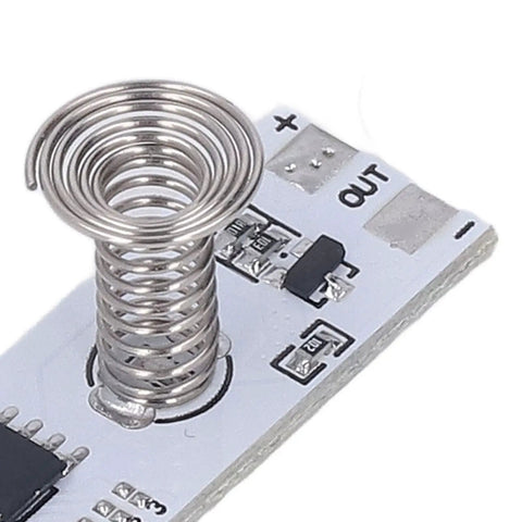 Close-up of circuit board from 8-Channel Capacitive Touch LED Dimmer Panel For Cabinets And Under-Cabinet Lighting 5-24V DC.